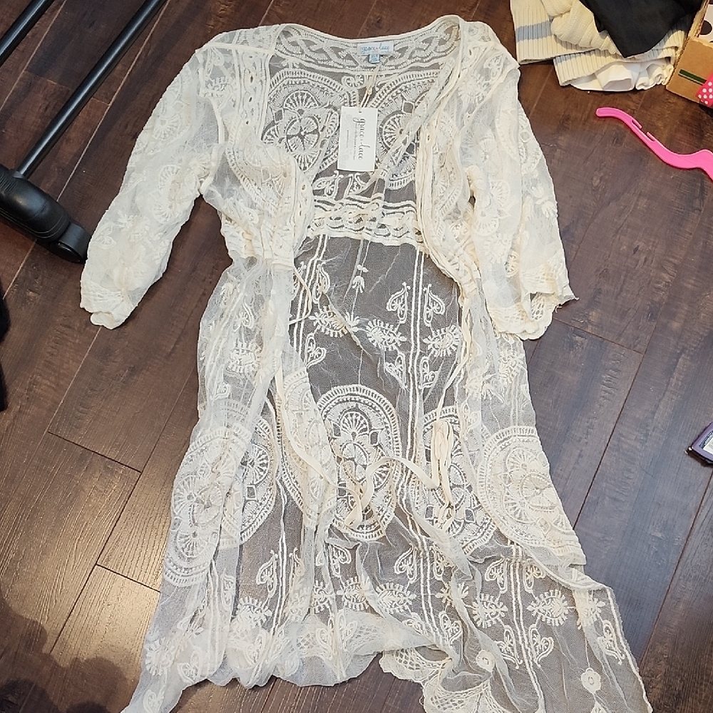 Grace & Lace Cream Lace Cardigan